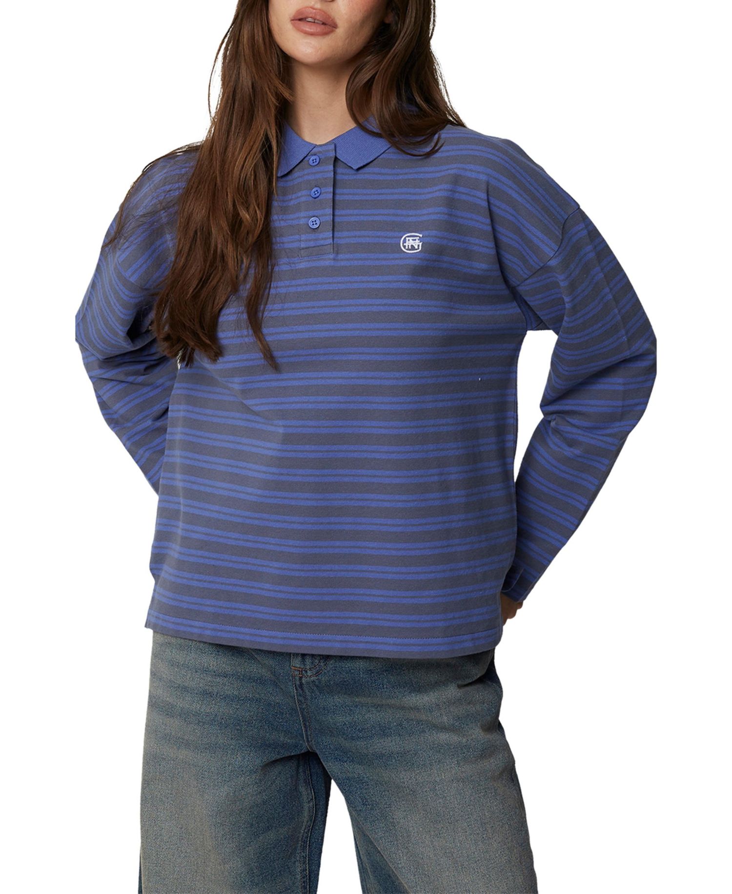 Women's Long Sleeve Striped Polo