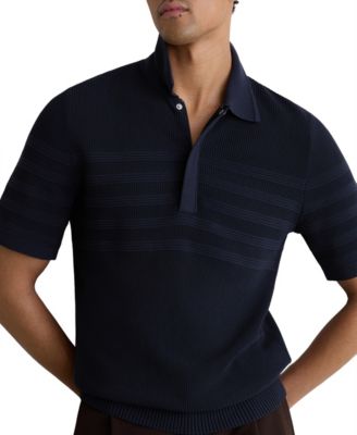 Men's Falklands Cotton-Blend Textured-Knit Half-Zip Polo Shirt