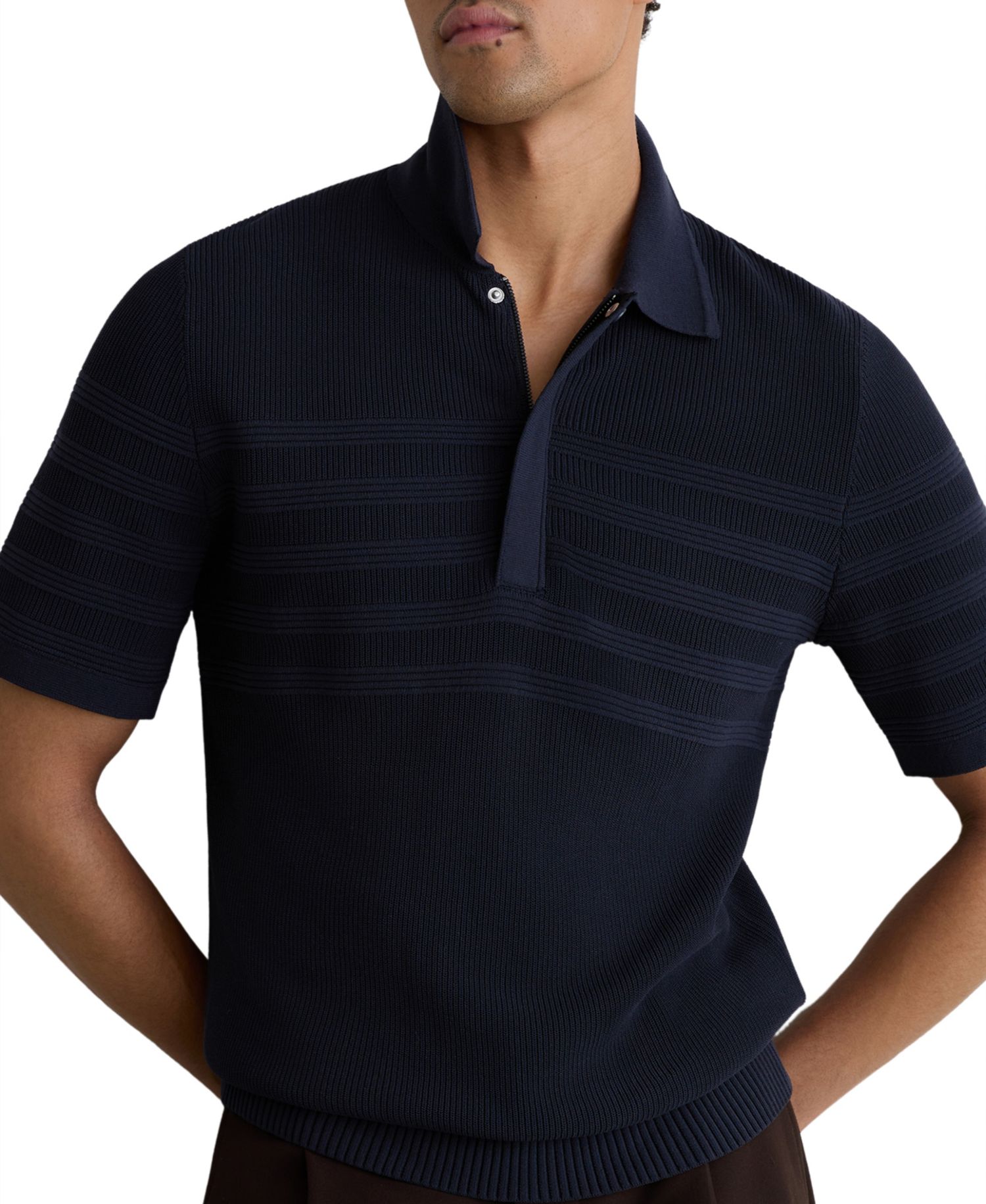 Men's Falklands Cotton-Blend Textured-Knit Half-Zip Polo Shirt