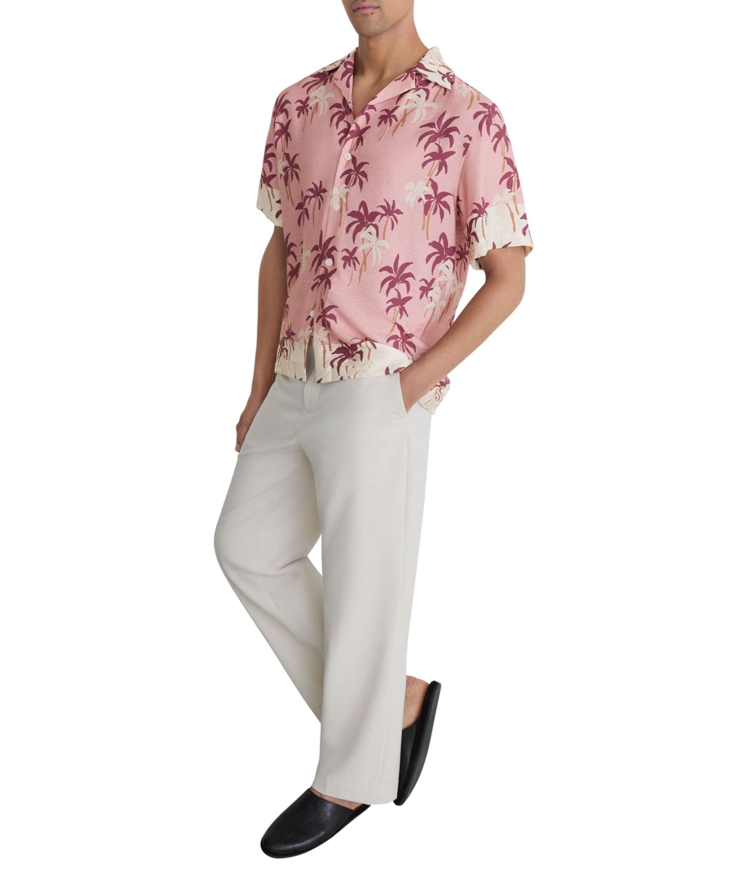 Men's Madrona Palm-Print Cuban-Collar Shirt