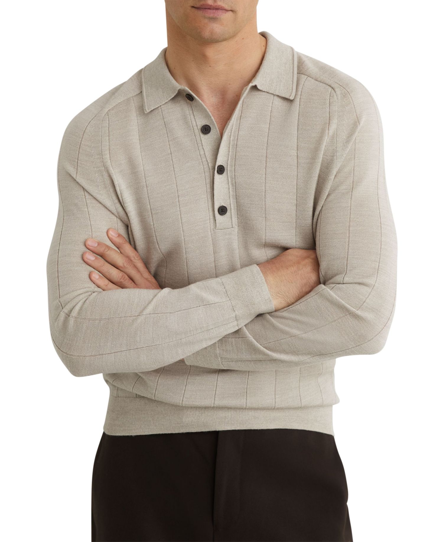 Men's Greyson Merino Wool Wide-Rib Polo Shirt