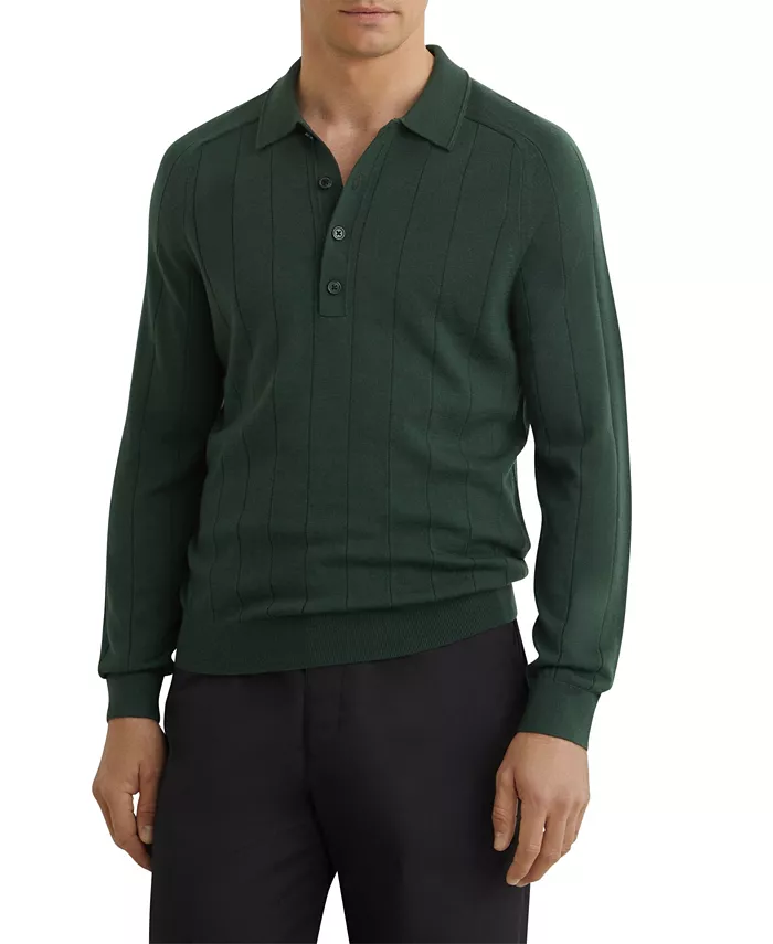 Men's Greyson Merino Wool Wide-Rib Polo Shirt