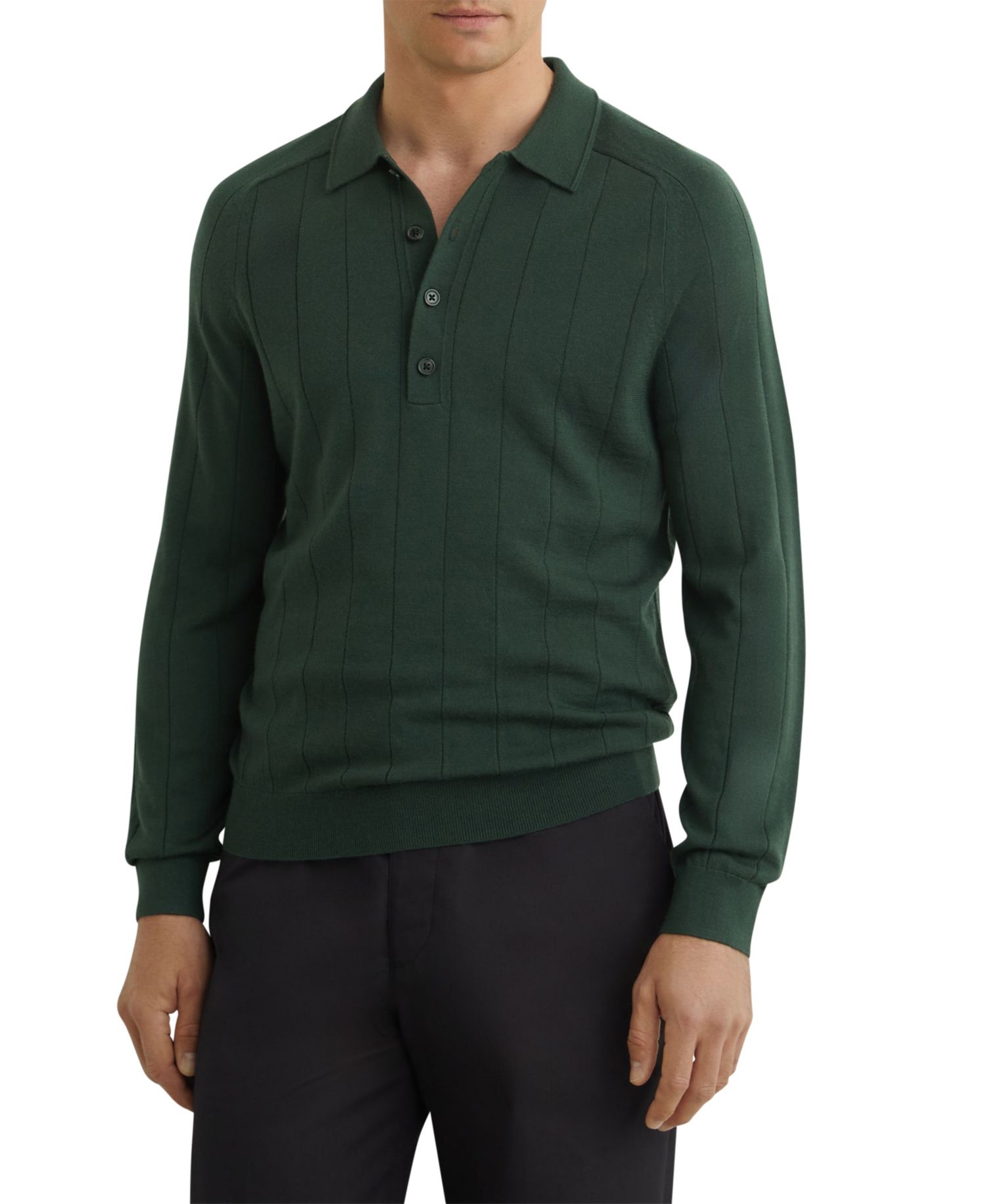 Men's Greyson Merino Wool Wide-Rib Polo Shirt