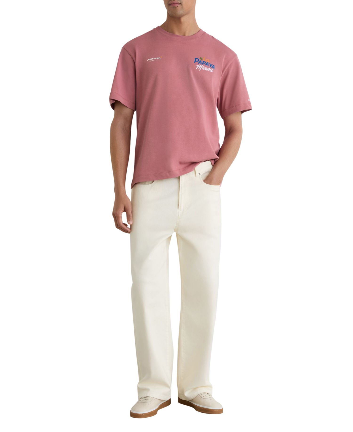Men's La Papaya McLaren Racing Miami Papaya-Print Unisex-Fit T-Shir