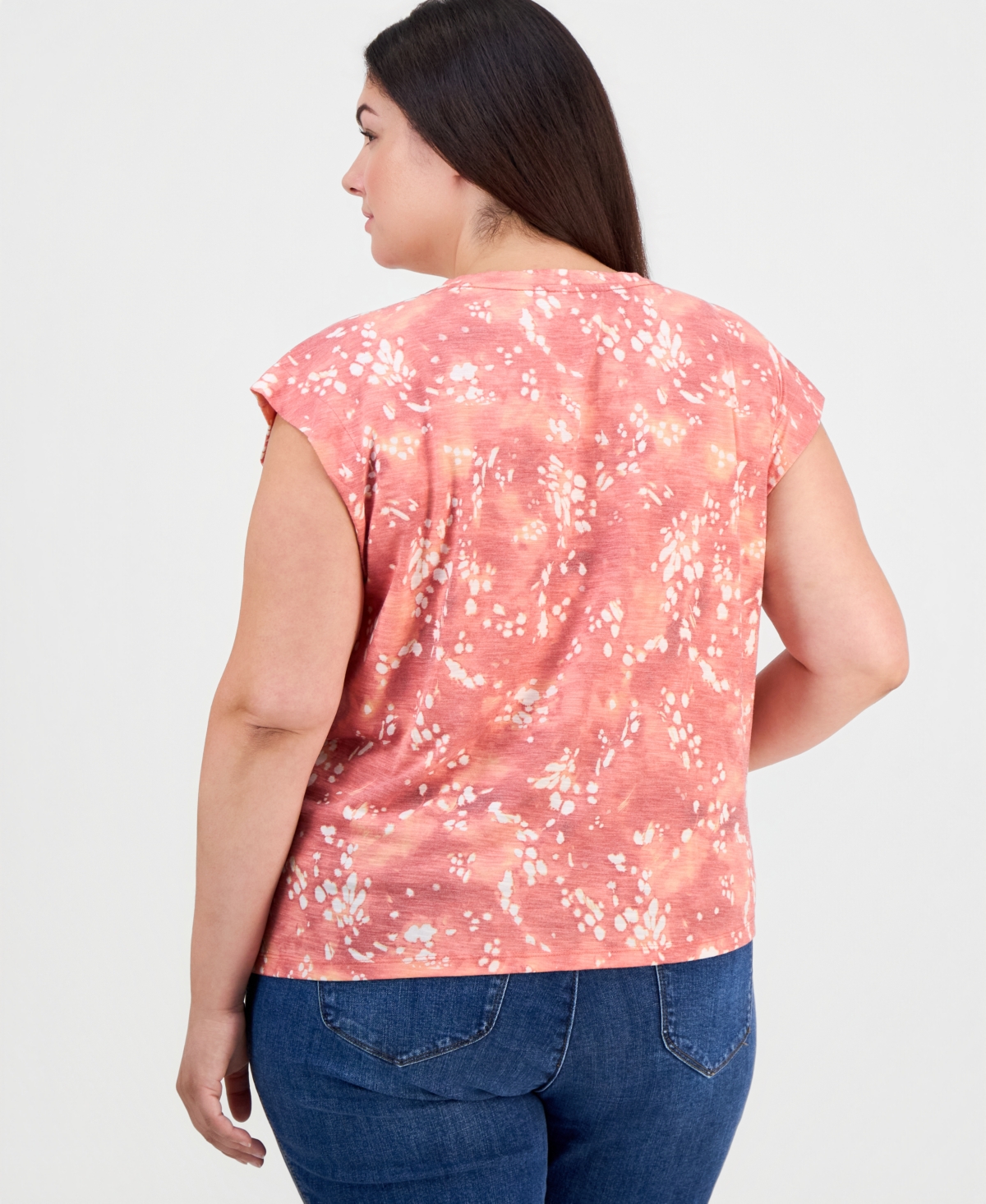 Democracy Plus Extended-Shoulder Printed Ruched T-Shirt