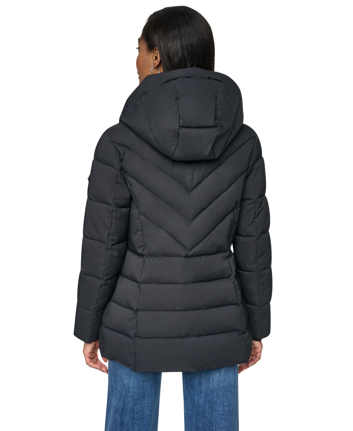 Women's Bibbed Knit Collar Puffer Coat
