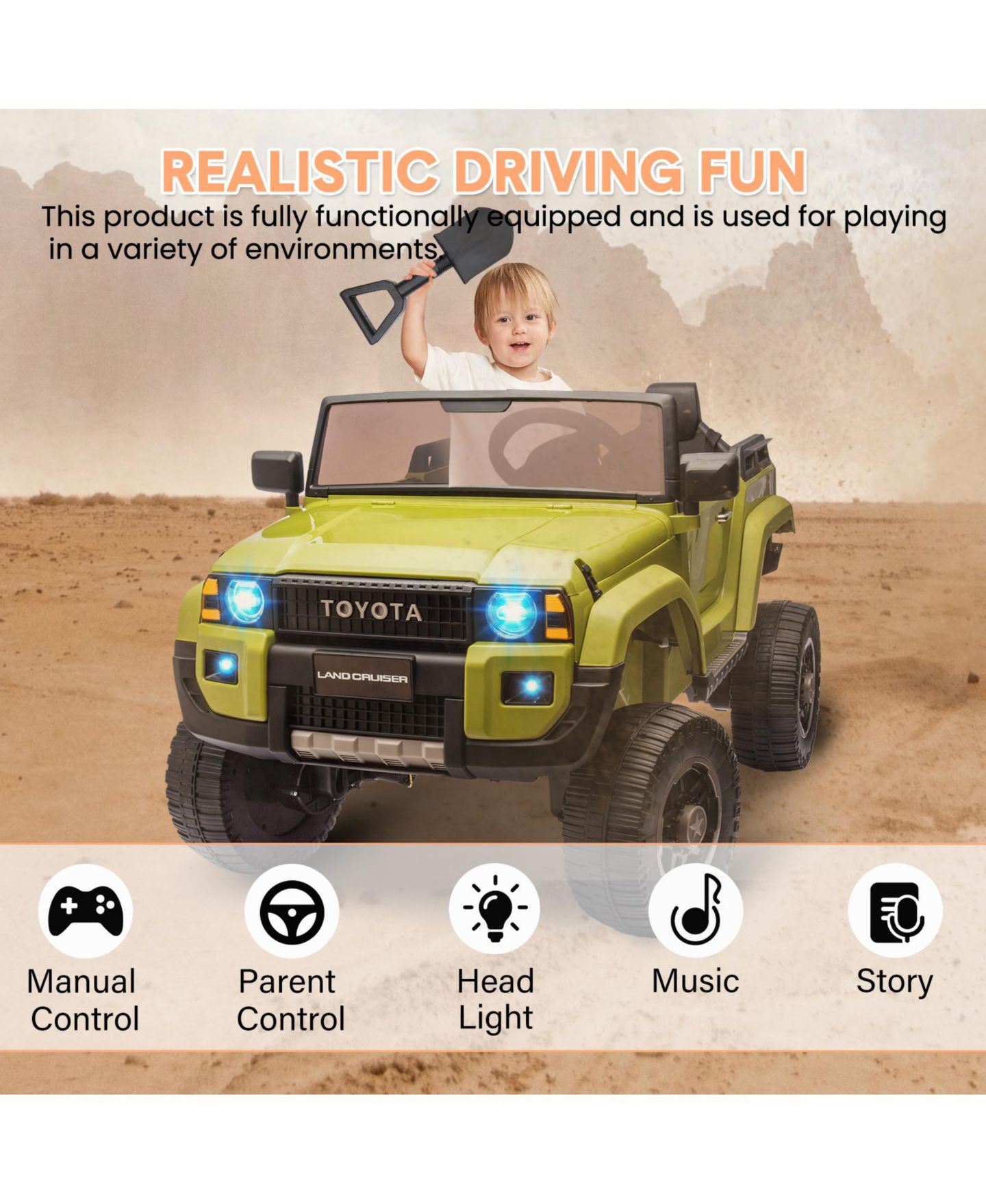Детская игрушка homfan 44.9"L x 26.8"W 4WD 24V Electric Ride-On Car with Remote Control, 2-Seater, Ages 3+ — фото 3