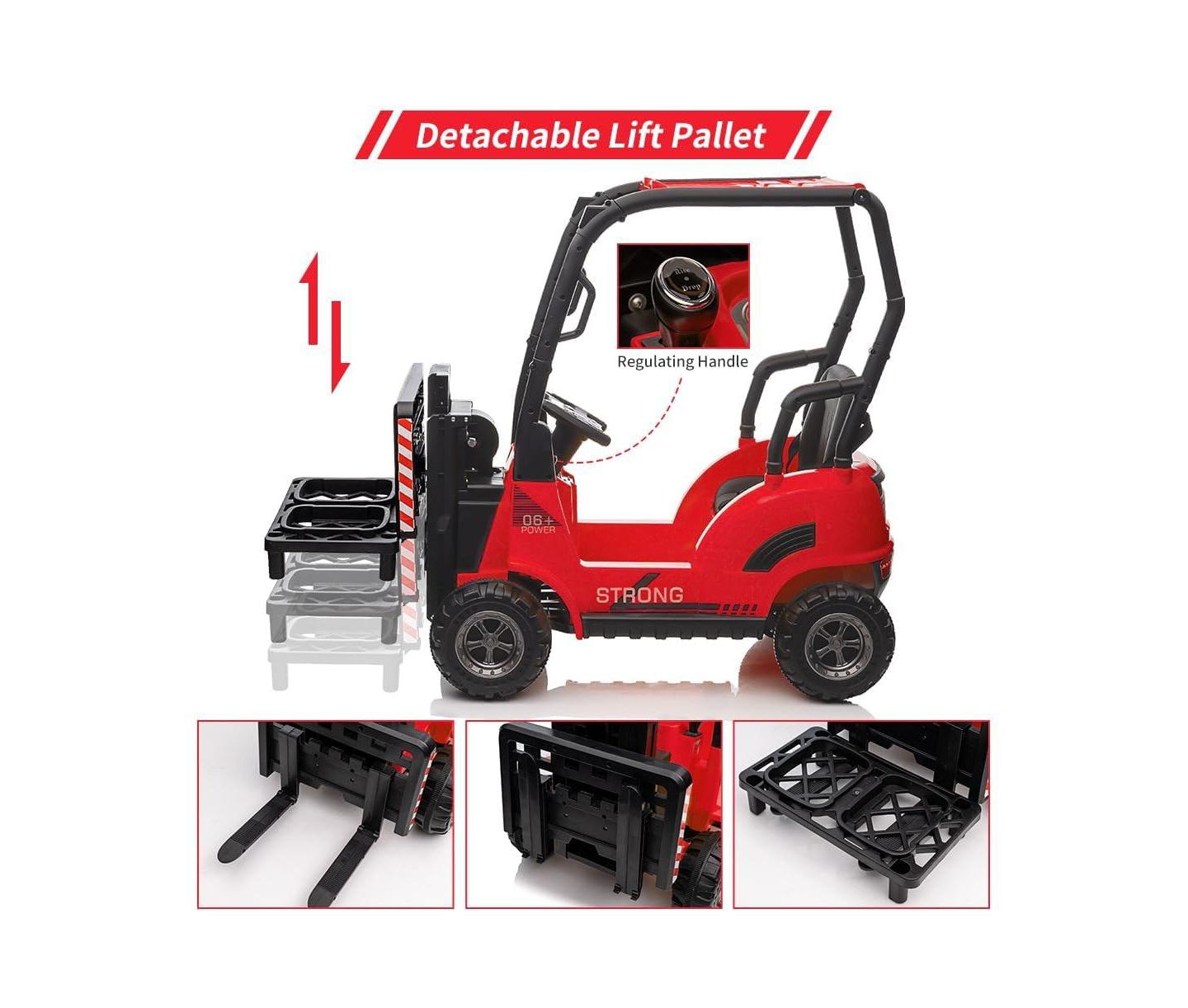 Детская игрушка homfan 12V Electric Kids Forklift Ride-On Car with Remote Control and Liftable Fork, 66-Lb Capacity, Ages 3-7, цвет: Красный — фото 3