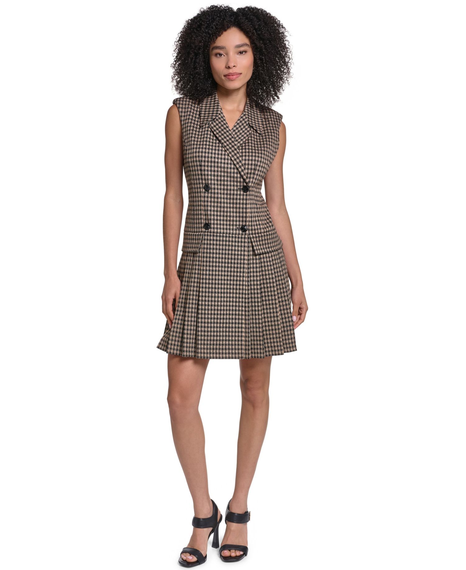 Women's Collared Pleated Short Dress