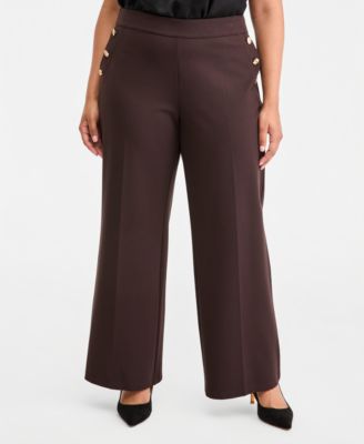 Plus Size Compression Sailor Mid-Rise Straight Pants