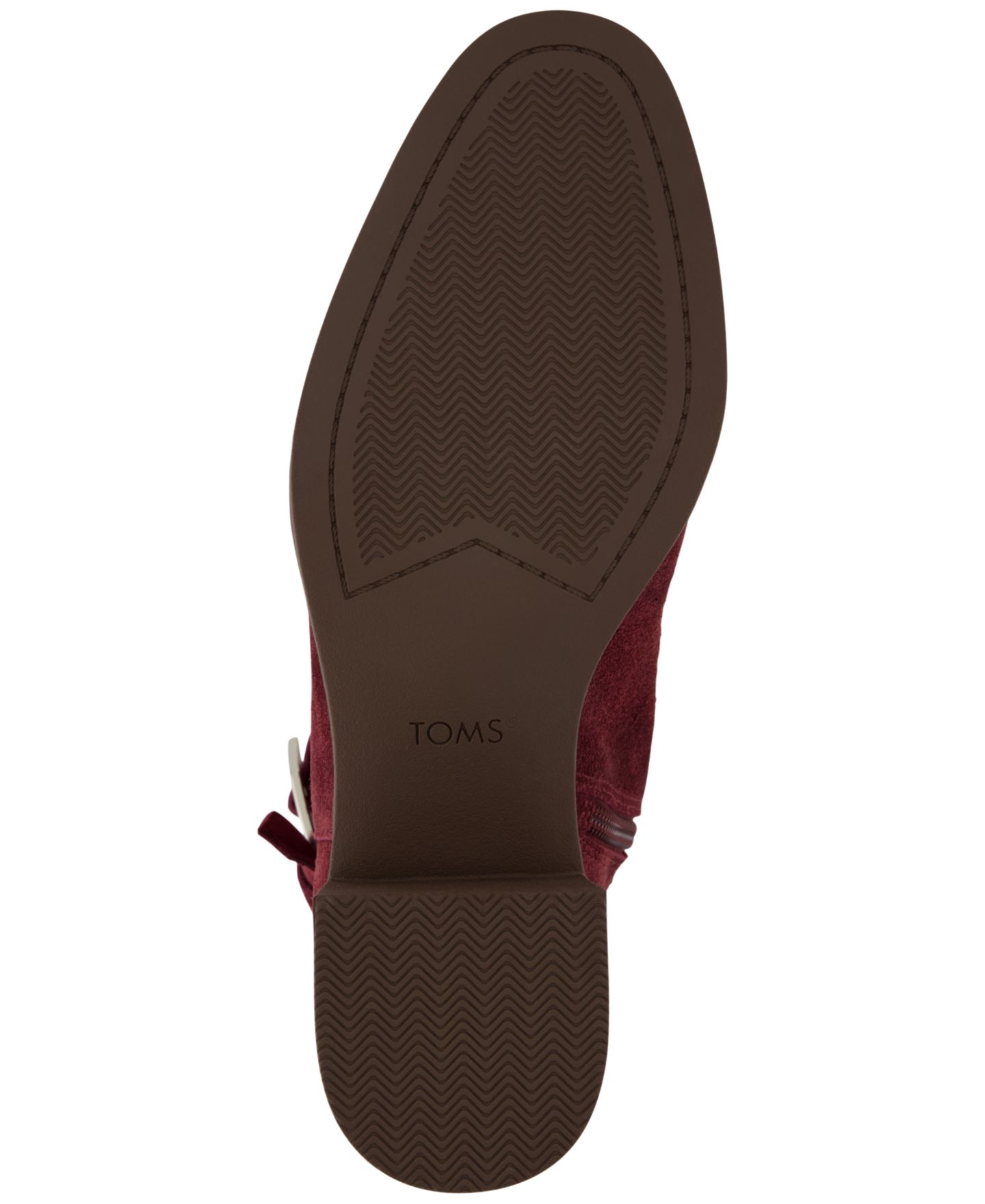 Женские ботинки TOMS Delilah Buckle Ankle Booties, цвет: Тёмный бордовый замшевый — фото 5