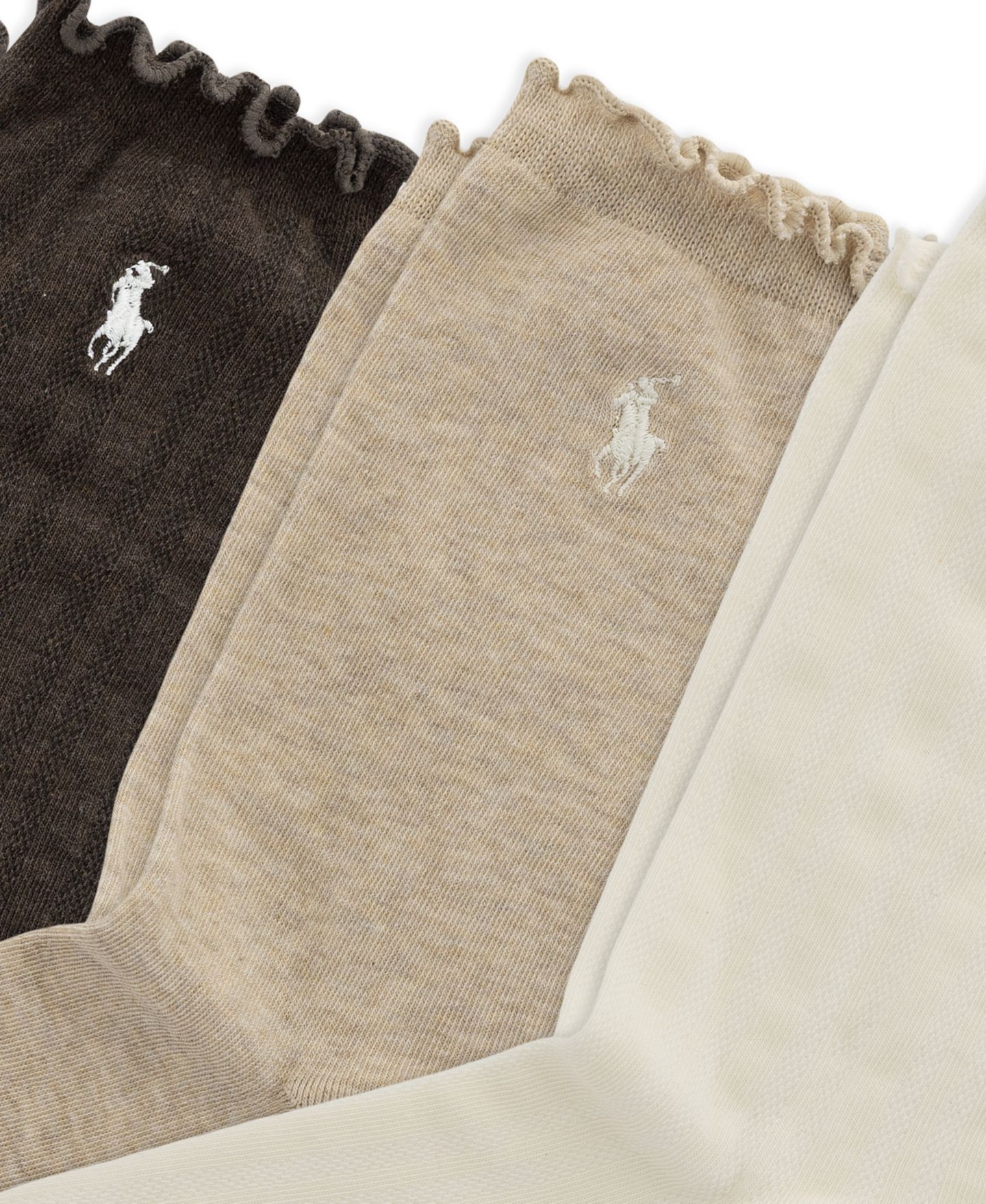 Женские ажурные носки Polo Ralph Lauren с волнистым краем манжеты, 3 пары, цвет: Слоновая кость — фото 3