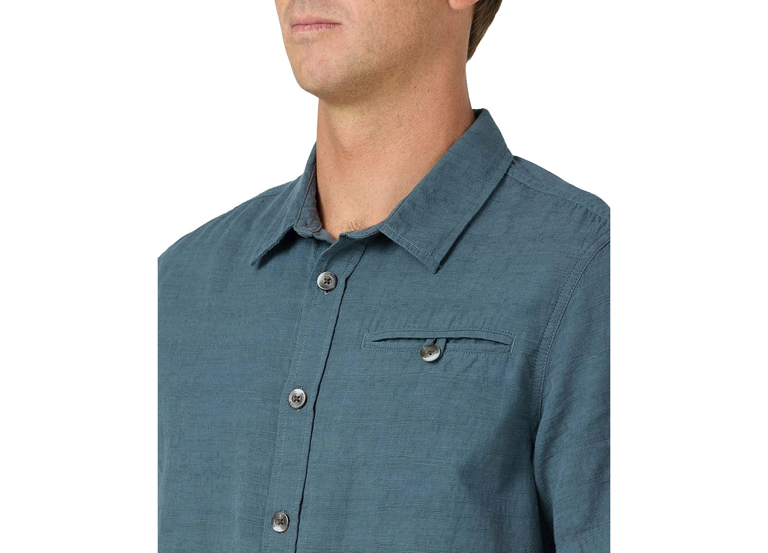Men's Flat Hem Palm Embroidery Collared Shirt