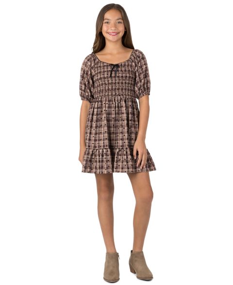 Платье Speechless Smocked Bodice Short-Sleeve Dress для девочек, цвет: Коричневый
