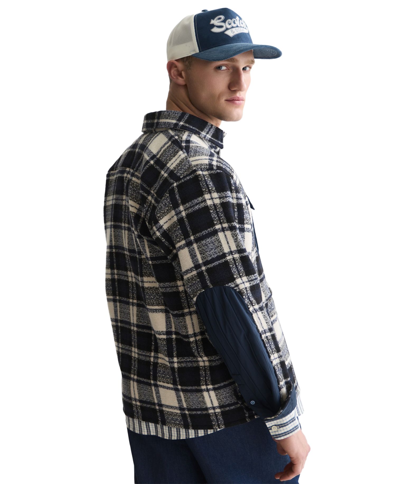 Men's Patchwork Relaxed-Fit Shacket