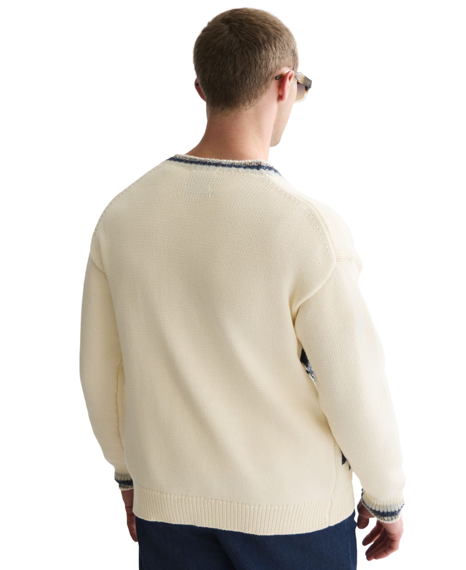 Men's Cotton-Blend Oversized Intarsia Cardigan