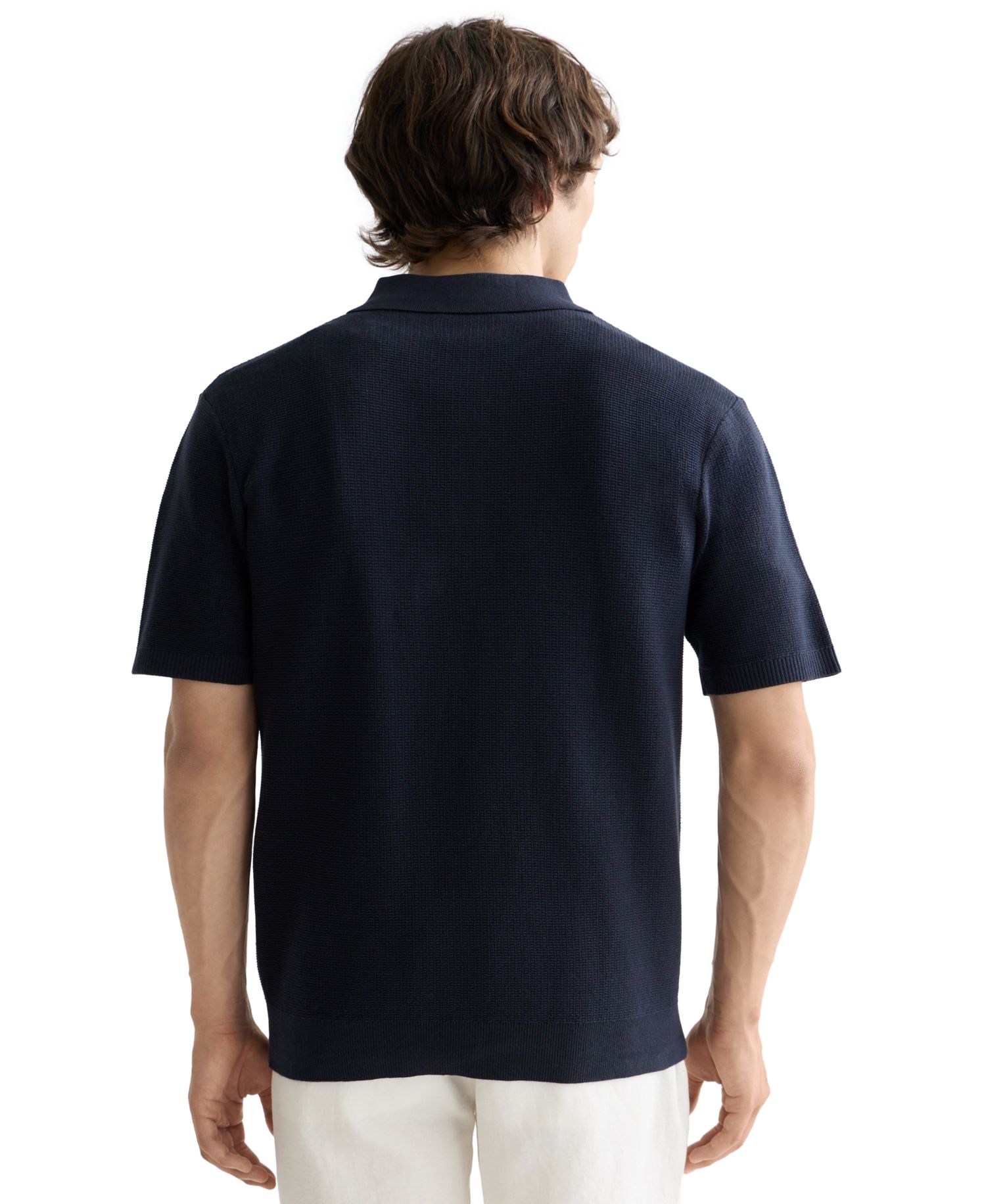 Men's Structured Knitted Short-Sleeve Polo Shirt