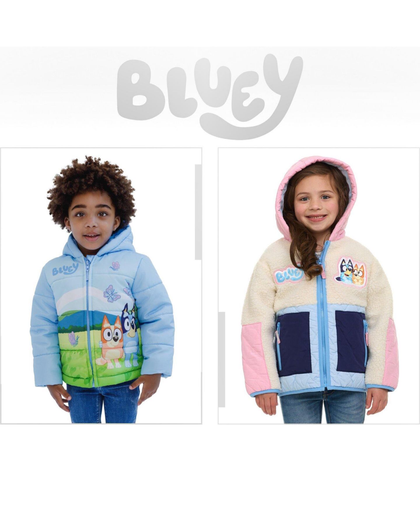 Куртка Bluey Hooded Fleece Jacket для девочек, цвет: Розовый синий — фото 3