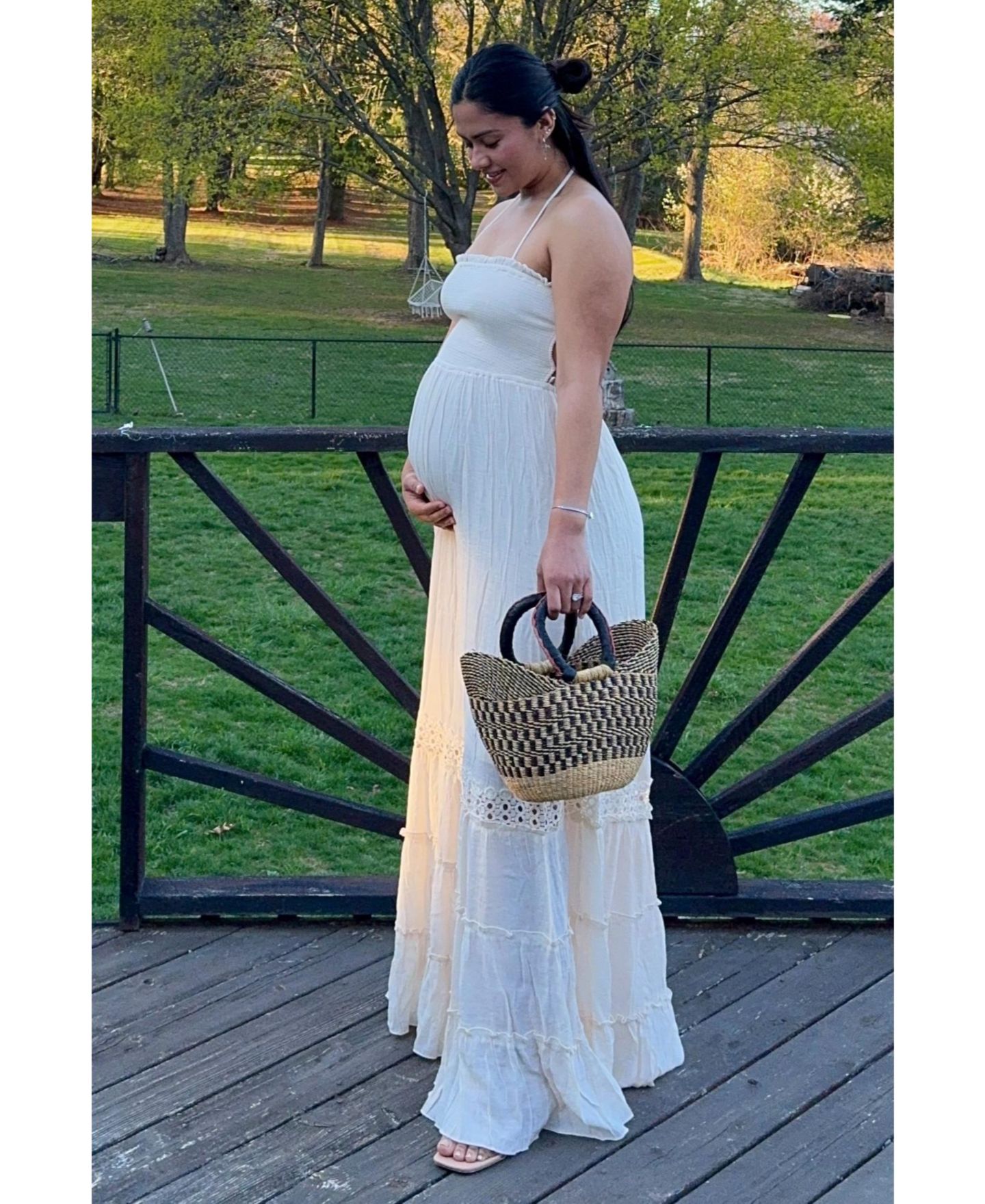 Женское платье Pinkblush Cream Smocked Open Back Maxi, цвет: Кремовый — фото 2