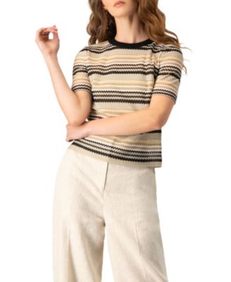 Women's Chevron Stripe Crochet Knit Top