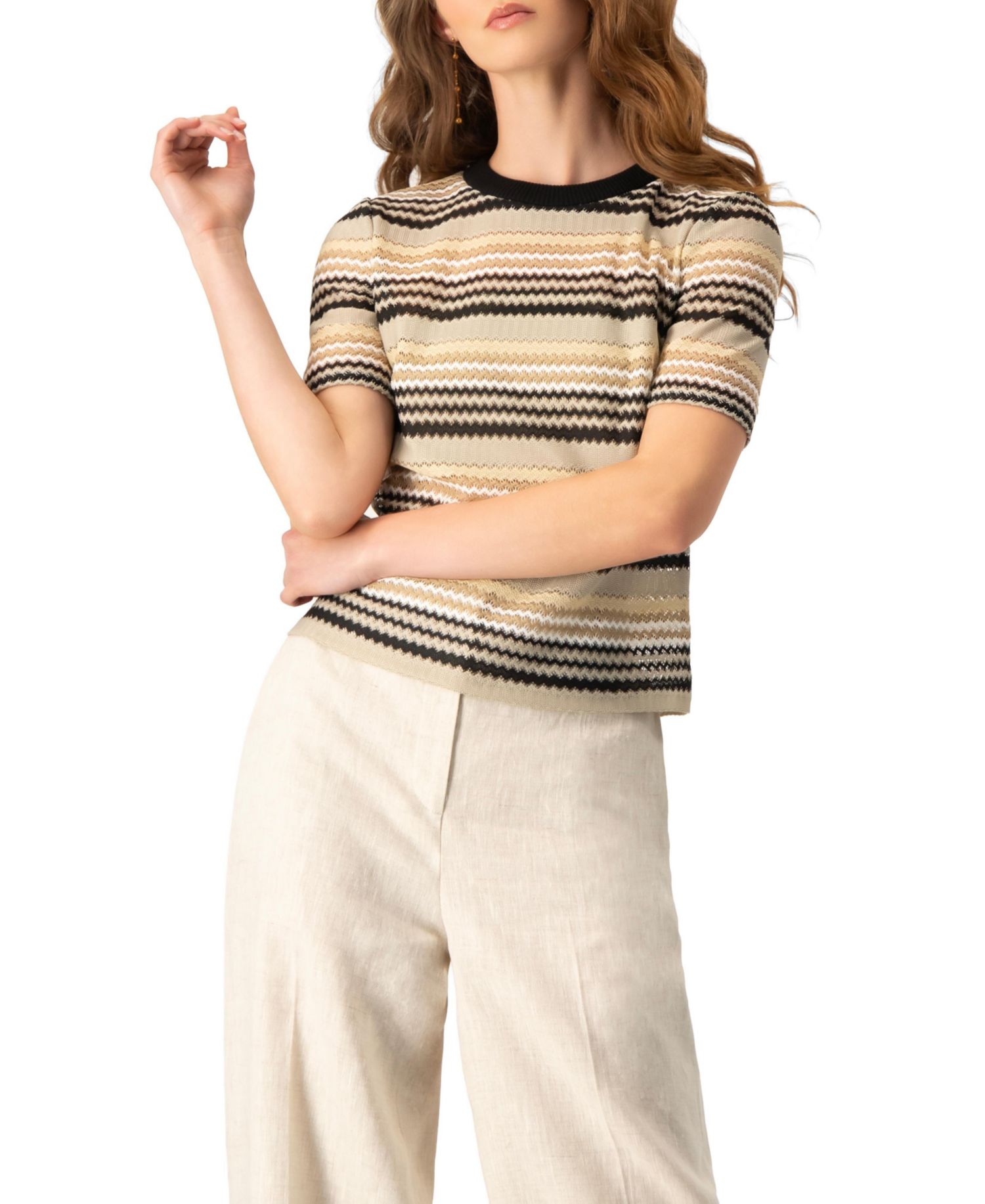 Women's Chevron Stripe Crochet Knit Top
