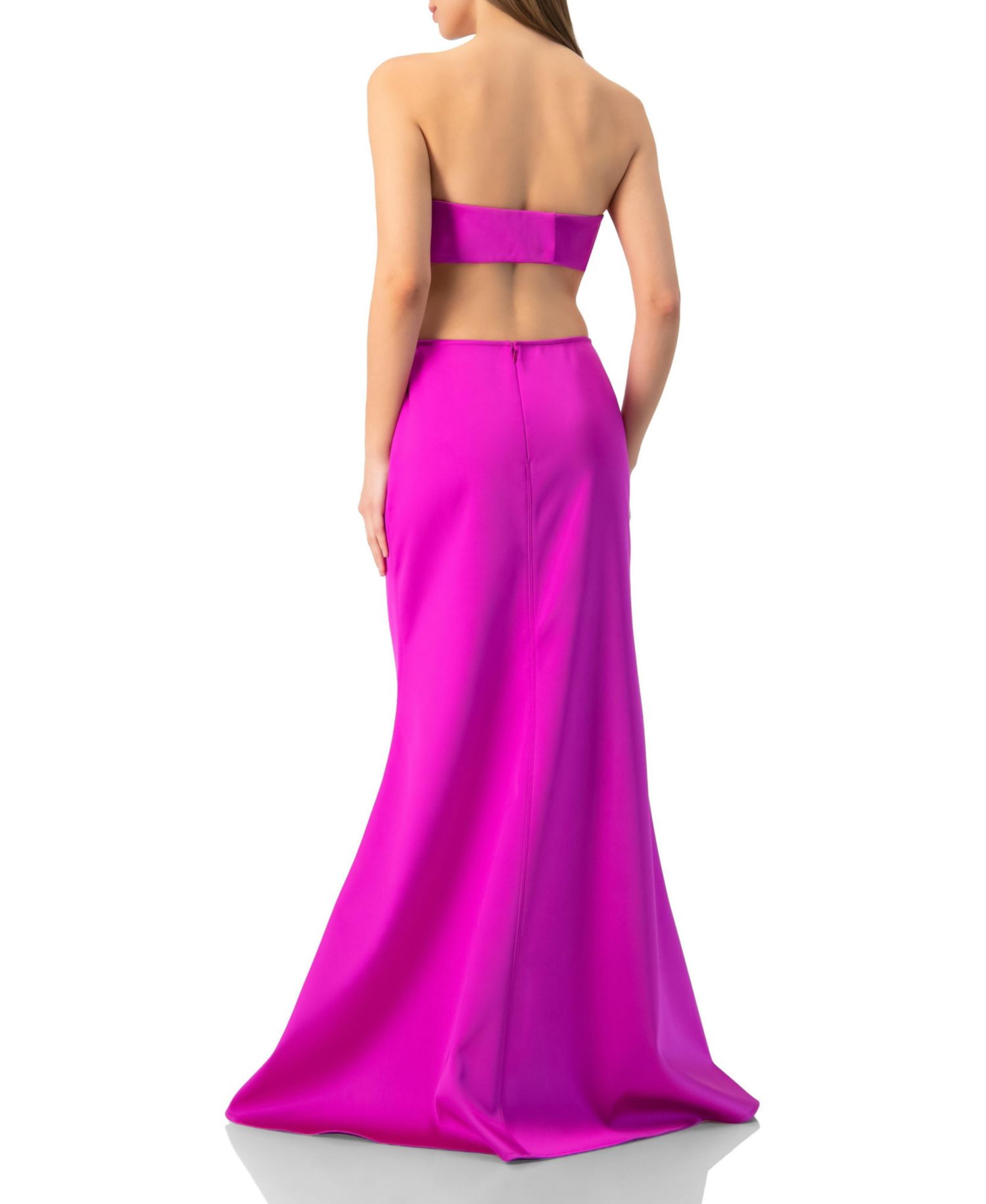 Women's Strapless Bow-Front Crop -Top Gown in Satin