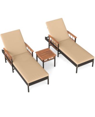 Patio Rattan Chaise Lounge with 4-Level Adjustable Backrest