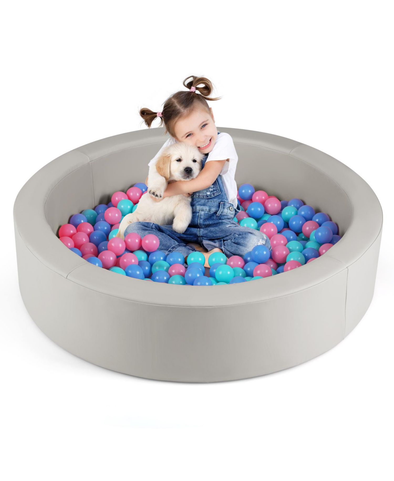 Toddler Soft Round Ball Pit with Removable Washable PU Cover