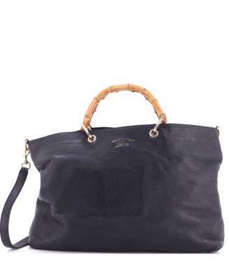 Large Bamboo Shopper Tote Leather