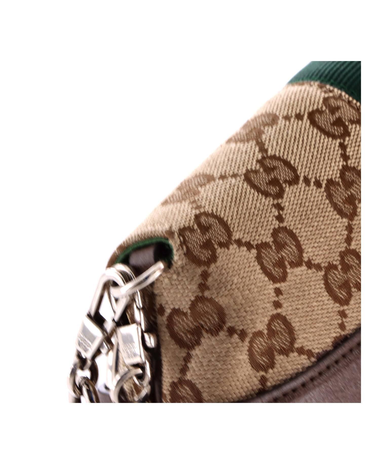 Medium Horsebit NM Web Chain Clutch GG Canvas