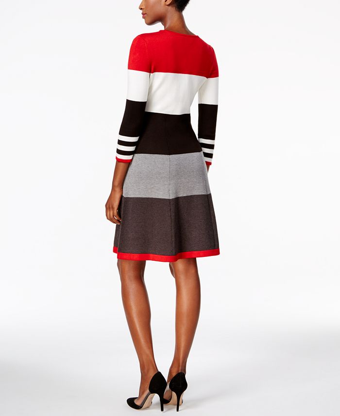 Jessica Howard Striped Fit & Flare Sweater Dress Macy's