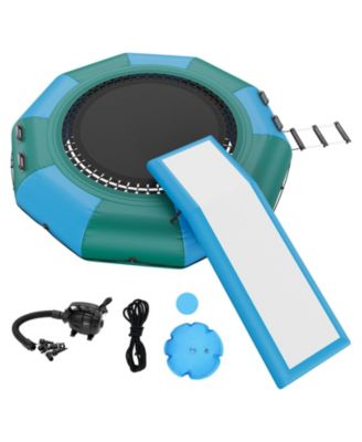 10ft Inflatable Water Trampoline Swim Platform Bounce with Slide Pool Lake