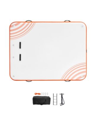 Inflatable Floating Dock 8x6FT Inflatable Dock Platform Mat with Ladder