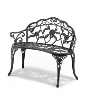 Outdoor Bench 38.8in Metal Garden Bench 480lbs Park Patio Yard Porch Bench