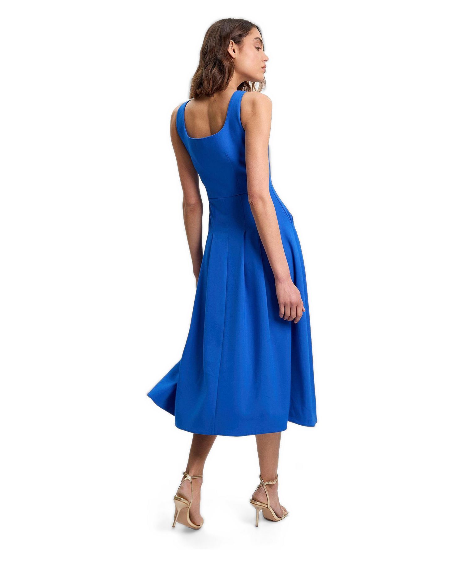 Women's Square Neck Button-Front Midi Dress