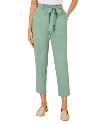 Women's Stretch Tie-Belt Capri Pants