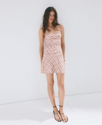 Women's Gathered Checked Dress