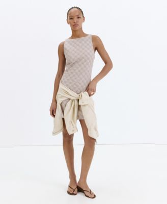 Women's Back Detail Checkered Dress