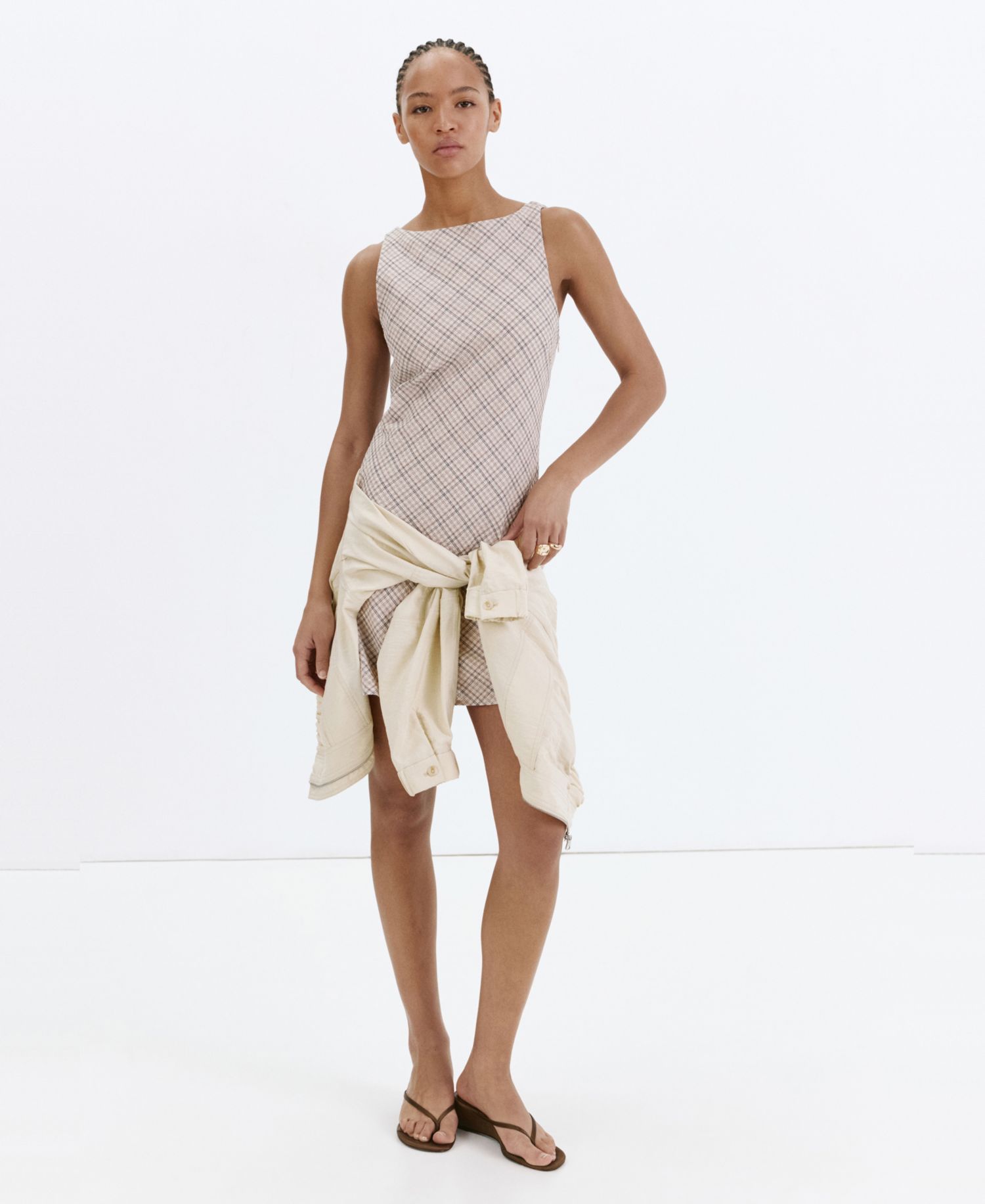 Women's Back Detail Checkered Dress