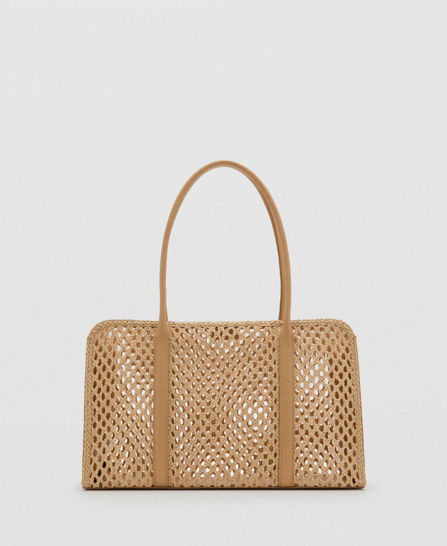 Женская сумка MANGO Braided Shoulder, цвет: Светлый бежевый — фото 1