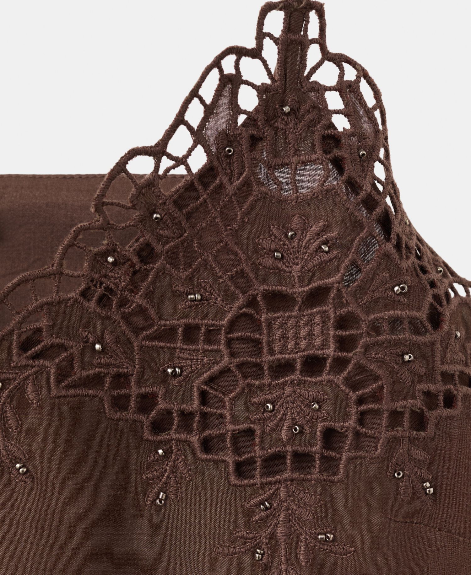 Women's Openwork Embroidery And Bead Detail Dress