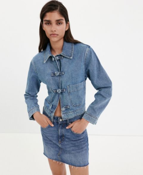 Женские куртки MANGO Women's Toggle Detail Denim Jacket