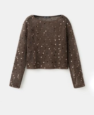 Women's Sequined Crocheted Sweater