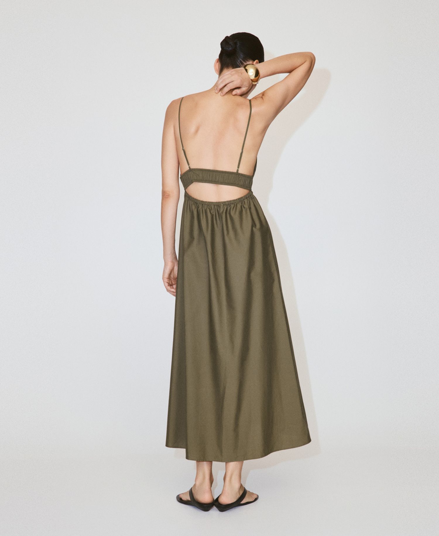 Women's V-Neck Shirred Lyocell Dress