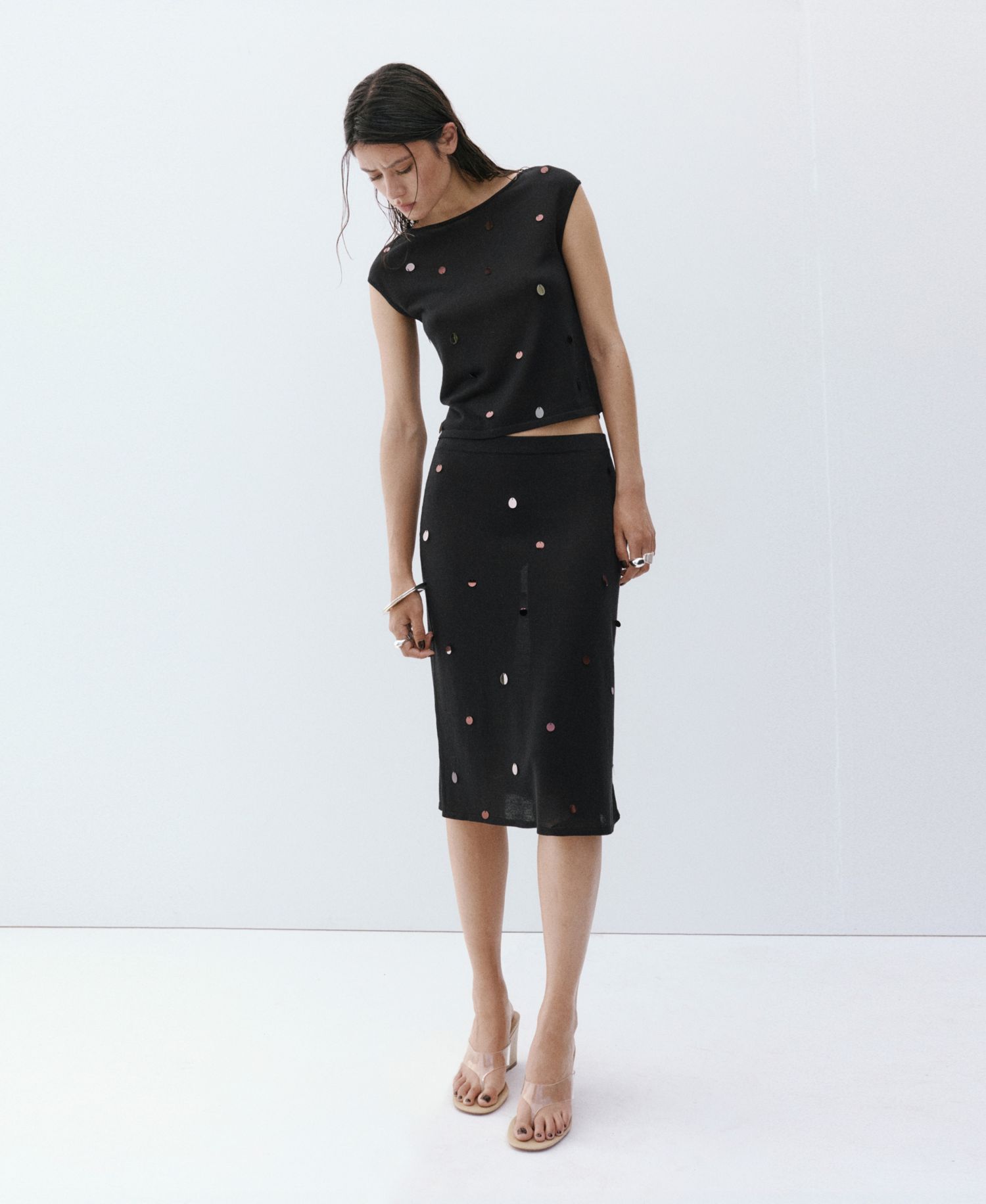 Women's Short-Sleeve Sequined Top