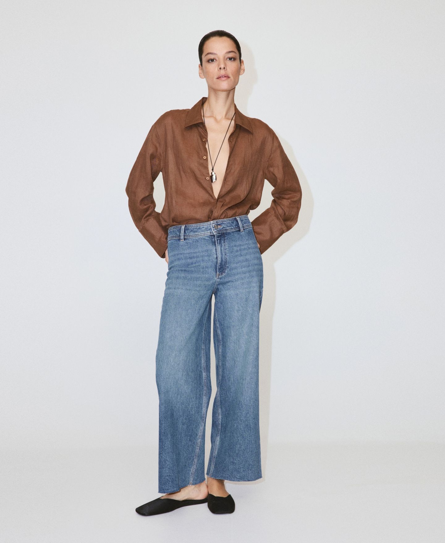 Женские джинсы Mango Catherin Culotte High-Rise, цвет: Синий — фото 8
