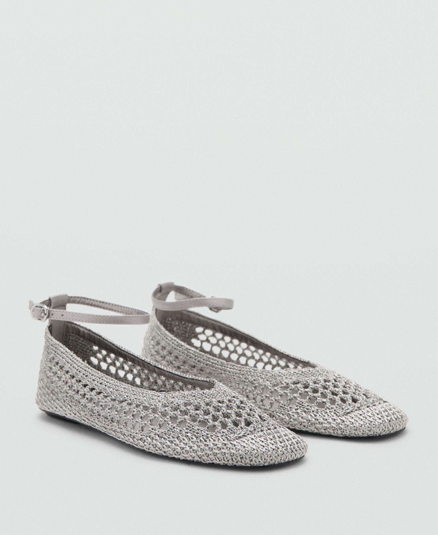 Women's Ankle Strap Crocheted Ballet Flats