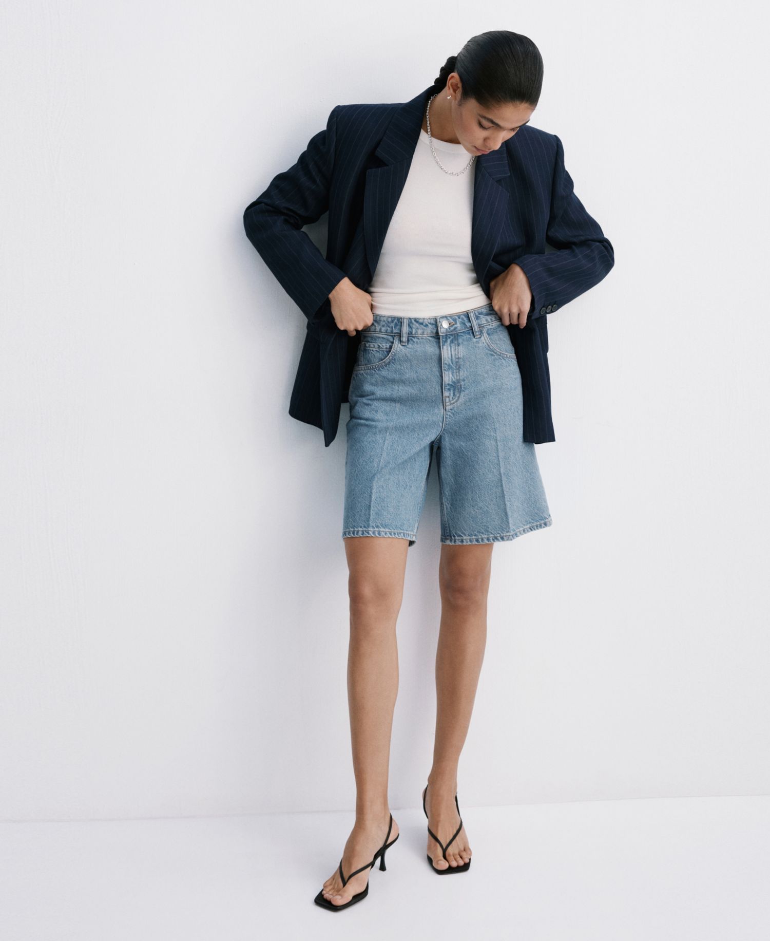 Women's High-Waist Straight-Fit Denim Shorts