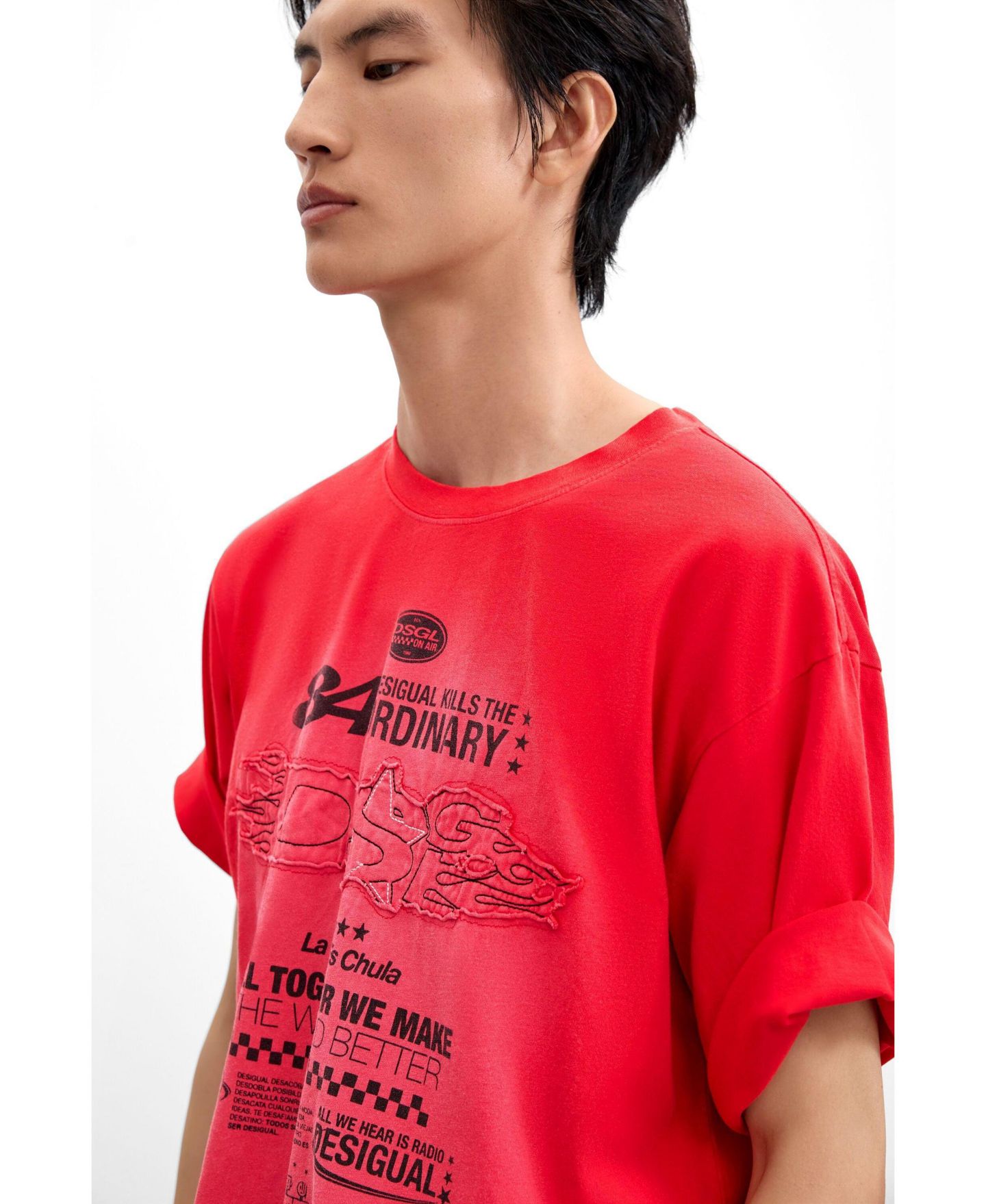 Мужская футболка Desigual Gradient printed, цвет: Оранжевый красный — фото 4
