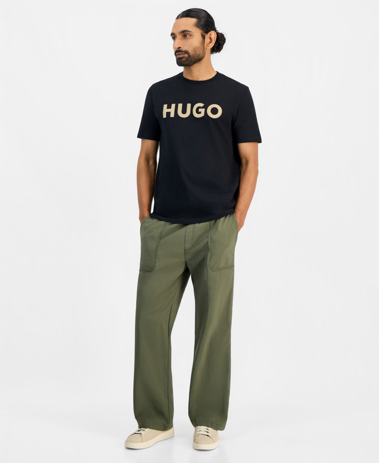 Мужская футболка Hugo Boss HUGO by Dulivio Logo Crewneck, цвет: Чёрный — фото 2